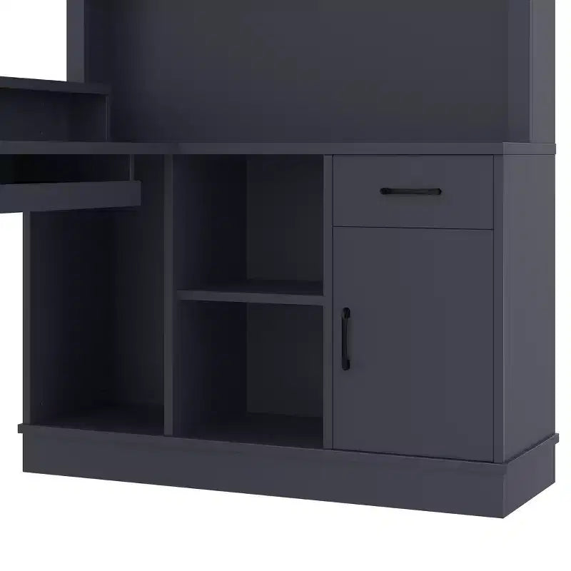 Bureau de jeu en L Bellemave avec prise, tiroirs, étagère, bureau d'étude en L pour coin