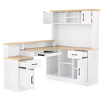 Bureau de jeu en L Bellemave avec prise, tiroirs, étagère, bureau d'étude en L pour coin