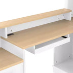 Bureau de jeu en L Bellemave avec prise, tiroirs, étagère, bureau d'étude en L pour coin