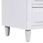 Table de chevet moderne à 3 tiroirs, meuble élégant avec poignées métalliques et pieds en bois d'hévéa - Panipeachy