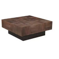 40 Brown and Black Solid Wood Square Block Coffee Table