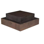 40 Brown and Black Solid Wood Square Block Coffee Table