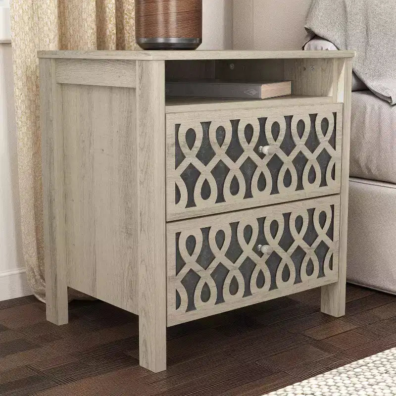 Tables de chevet Galano Modern à 2 tiroirs avec rangement ouvert - Lot de 2 - 53,1 cm (L) x 39,9 cm (P) x 57,7 cm (H)