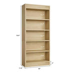 71 Farmhouse Bookcase w/Double Fluted Design, 5 Tier Tall Bookshelf with Wooden Base, Wooden Bookshelf