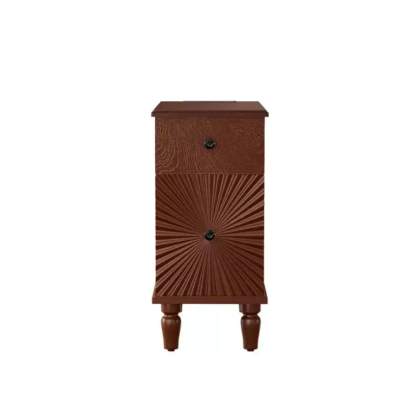 Modern Sofa Side Table With Drawer, Wooden Narrow End Table, Slim Bedroom Nightstand, Accent Bedside Table for Small Space Living Room Bedroom