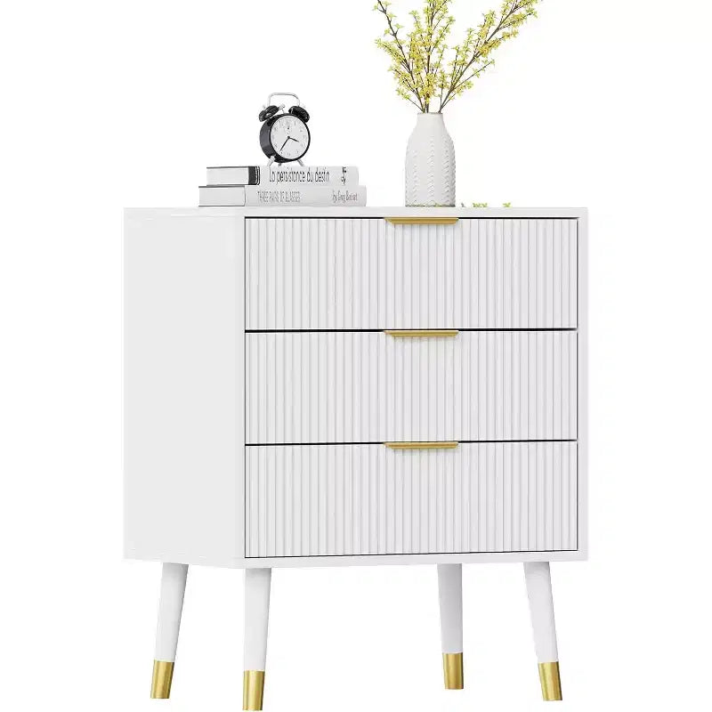 Commode moderne 3 tiroirs Acekool, meuble de rangement à rayures verticales, organisateur de chambre et de salon