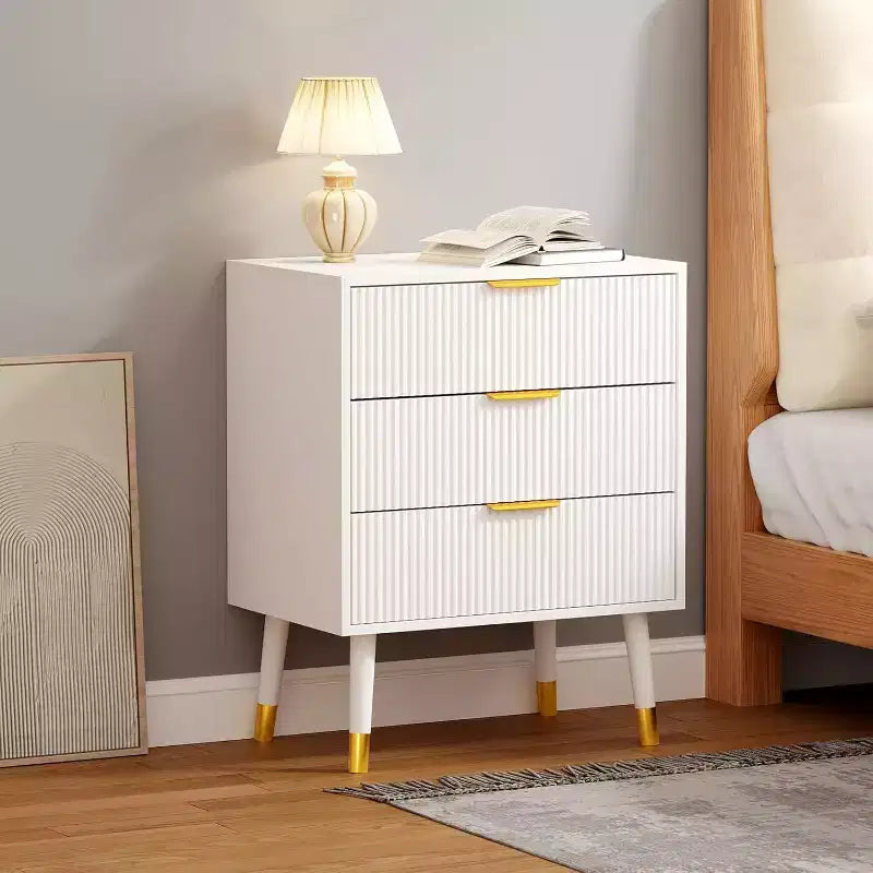 Commode moderne 3 tiroirs Acekool, meuble de rangement à rayures verticales, organisateur de chambre et de salon