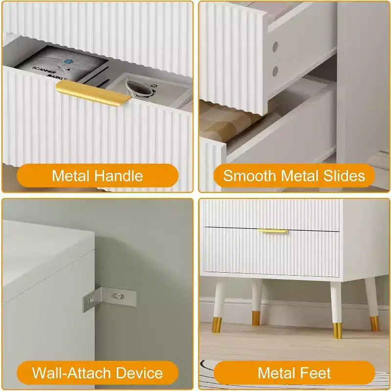 Commode moderne 3 tiroirs Acekool, meuble de rangement à rayures verticales, organisateur de chambre et de salon
