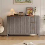 47 Fluted Sideboard Buffet Cabinet, 2 Doors, 3 Drawers, Adjustable Shelf, for Dining Room, Living Room, Entryway