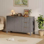 47 Fluted Sideboard Buffet Cabinet, 2 Doors, 3 Drawers, Adjustable Shelf, for Dining Room, Living Room, Entryway