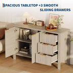 47 Fluted Sideboard Buffet Cabinet, 2 Doors, 3 Drawers, Adjustable Shelf, for Dining Room, Living Room, Entryway