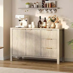 47 Fluted Sideboard Buffet Cabinet, 2 Doors, 3 Drawers, Adjustable Shelf, for Dining Room, Living Room, Entryway