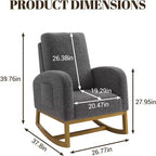 Modern Rocking Chair, Soft Faux Lambskin Upholstered Glider Rocking Chair with High Backrest, Side Pockets