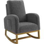 Modern Rocking Chair, Soft Faux Lambskin Upholstered Glider Rocking Chair with High Backrest, Side Pockets