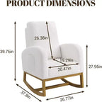 Modern Rocking Chair, Soft Faux Lambskin Upholstered Glider Rocking Chair with High Backrest, Side Pockets