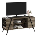 Meuble TV, Meuble de divertissement moderne avec étagère réglable, trous passe-câbles, console multimédia, pieds en métal en forme de U, pour salon, chambre à coucher, mobilier de bureau