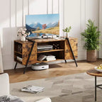 Meuble TV, Meuble de divertissement moderne avec étagère réglable, trous passe-câbles, console multimédia, pieds en métal en forme de U, pour salon, chambre à coucher, mobilier de bureau