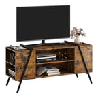 Meuble TV, Meuble de divertissement moderne avec étagère réglable, trous passe-câbles, console multimédia, pieds en métal en forme de U, pour salon, chambre à coucher, mobilier de bureau