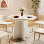 Tribesigns Table de salle à manger ronde pour 2-4 personnes, petite table de cuisine de 80 cm avec base robuste, mobilier de salle à manger moderne pour salle à manger, salon, blanc