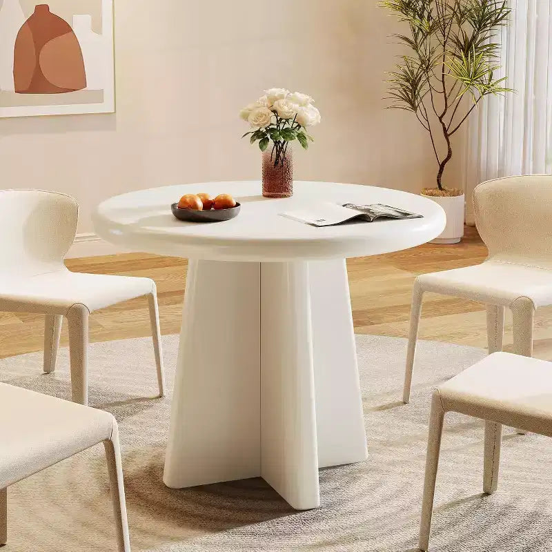 Tribesigns Table de salle à manger ronde pour 2-4 personnes, petite table de cuisine de 80 cm avec base robuste, mobilier de salle à manger moderne pour salle à manger, salon, blanc