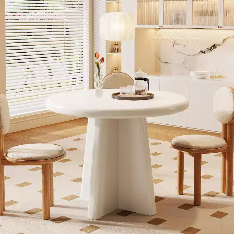 Tribesigns Table de salle à manger ronde pour 2-4 personnes, petite table de cuisine de 80 cm avec base robuste, mobilier de salle à manger moderne pour salle à manger, salon, blanc