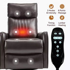 Fauteuil inclinable manuel massant et chauffant en similicuir noir avec fonction bascule et pivot pour salon