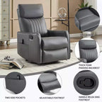 Fauteuil inclinable manuel massant et chauffant en similicuir noir avec fonction bascule et pivot pour salon