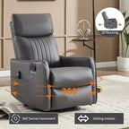 Fauteuil inclinable manuel massant et chauffant en similicuir noir avec fonction bascule et pivot pour salon