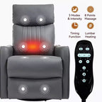 Fauteuil inclinable manuel massant et chauffant en similicuir noir avec fonction bascule et pivot pour salon