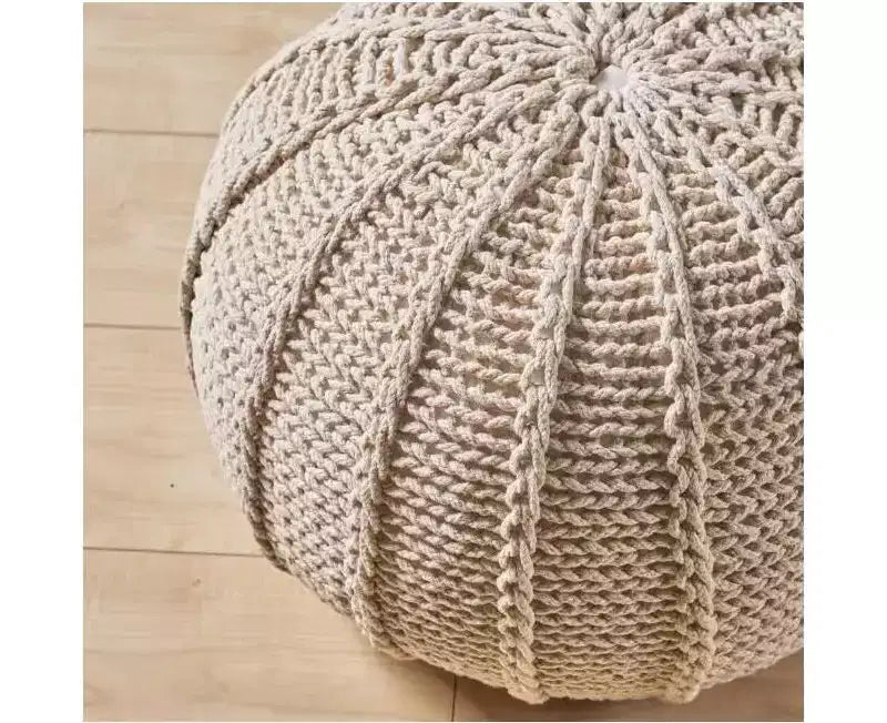 Okak Bean Bag Chair Knited Bean Bag Chairs Comfy Floor Chair with Foam Filler, Sofa Chair for Living Room, Bedroom, Beige