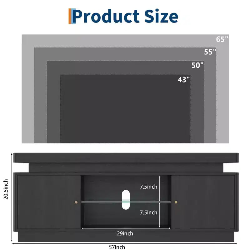 63'' TV Stand, Entertainment Center with Power Outlets and Adjustable Shelf, TV Console for Living Room, Modern Media Console