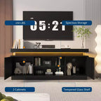 63'' TV Stand, Entertainment Center with Power Outlets and Adjustable Shelf, TV Console for Living Room, Modern Media Console