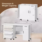 Table pliante pour machine à coudre, station de loisirs créatifs polyvalente avec étagères de rangement et roulettes verrouillables, bureau de couture mobile pour la maison, la chambre