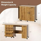 Table pliante pour machine à coudre, station de loisirs créatifs polyvalente avec étagères de rangement et roulettes verrouillables, bureau de couture mobile pour la maison, la chambre
