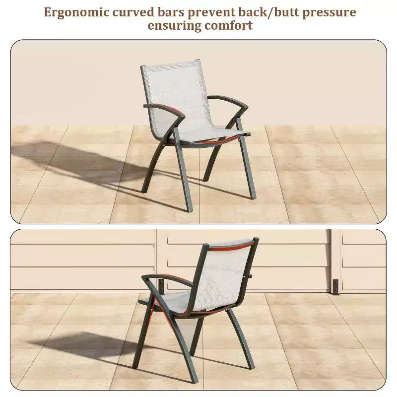 Chaises de patio en aluminium avec cadre léger et dossier réglable, chaises de salle à manger d'extérieur à dossier en toile pour jardin, camping au bord de la piscine