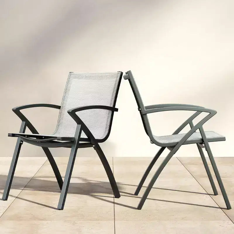 Chaises de patio en aluminium avec cadre léger et dossier réglable, chaises de salle à manger d'extérieur à dossier en toile pour jardin, camping au bord de la piscine
