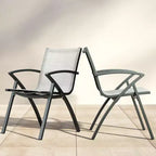 Chaises de patio en aluminium avec cadre léger et dossier réglable, chaises de salle à manger d'extérieur à dossier en toile pour jardin, camping au bord de la piscine
