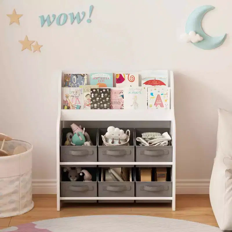 MAYEERTY Étagère de rangement avec 6 bacs de rangement en tissu, bibliothèque multifonctionnelle pour enfants et organisateur de jouets Blanc