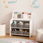 MAYEERTY Étagère de rangement avec 6 bacs de rangement en tissu, bibliothèque multifonctionnelle pour enfants et organisateur de jouets Blanc