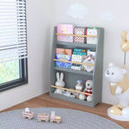 MAYEERTY Étagère à Livres pour Enfants à 3 Niveaux, Étagère de Rangement pour Livres, Aide à Maintenir l'Ordre dans les Chambres d'Enfants, Salles de Jeux et Salles de Classe, Gris