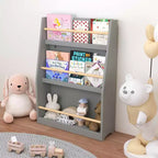 MAYEERTY Étagère à Livres pour Enfants à 3 Niveaux, Étagère de Rangement pour Livres, Aide à Maintenir l'Ordre dans les Chambres d'Enfants, Salles de Jeux et Salles de Classe, Gris