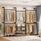 Besiost 84-128 Metal Pipe Clothing Rack Wall Mounted , Garment Rack