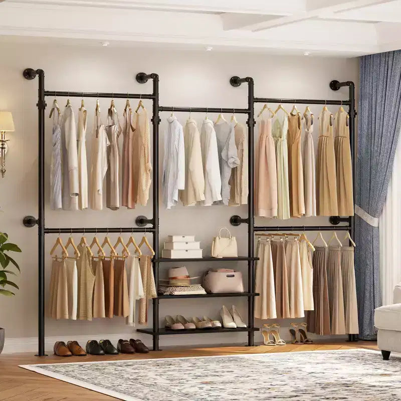 Besiost 84-128 Metal Pipe Clothing Rack Wall Mounted , Garment Rack