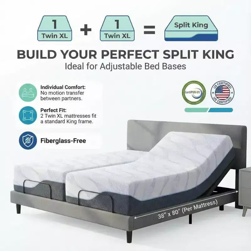 Matelas en mousse à mémoire de forme Dyonery 12-14 pouces Twin XL, ferme, gel rafraîchissant, thé vert, livré dans une boîte, housse sans fibre de verre, soutien anti-pression