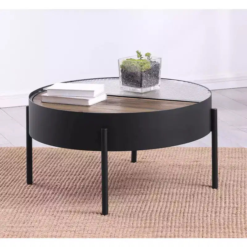 Coaster,Ozella Round Coffee Table with Hidden Storage