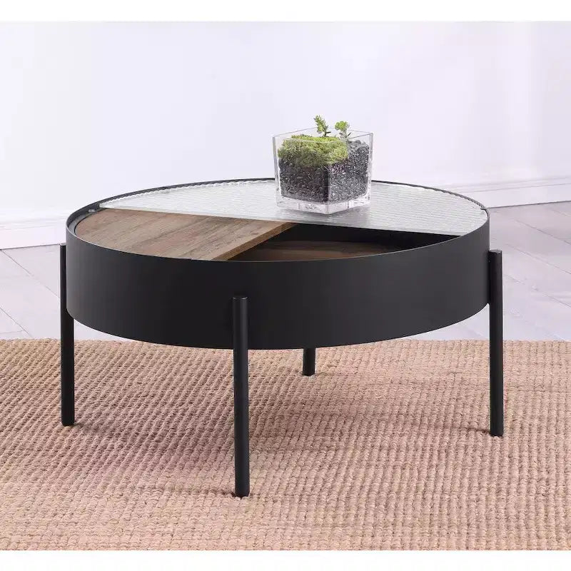 Coaster,Ozella Round Coffee Table with Hidden Storage