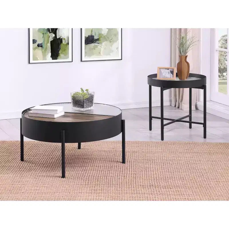 Coaster,Ozella Round Coffee Table with Hidden Storage