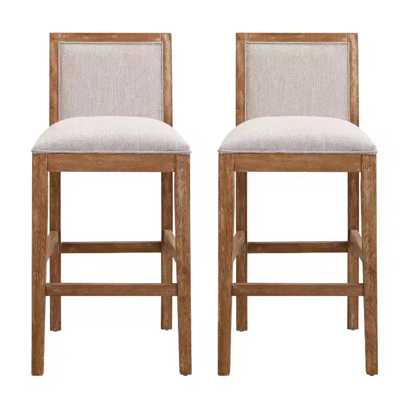 TUYOHW Upholstered Counter Height Bar Stools Set of 2,Accent Chair with Rubber wood Frame,Bar Chairs for Kitchen Island,Home Office,Dining Room