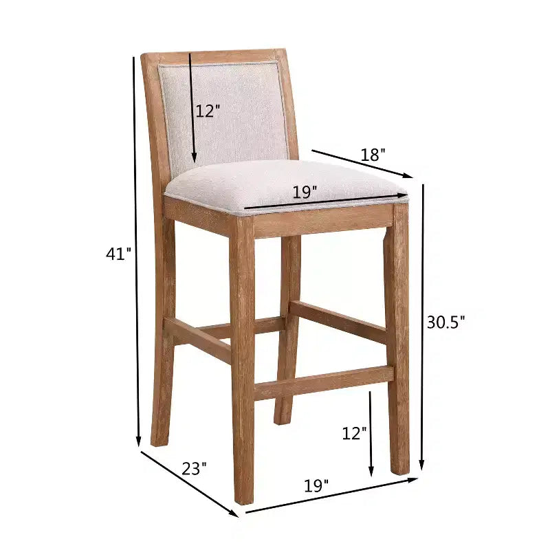 TUYOHW Upholstered Counter Height Bar Stools Set of 2,Accent Chair with Rubber wood Frame,Bar Chairs for Kitchen Island,Home Office,Dining Room