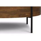 Table basse ronde moderne urbaine tambour Farmington en bois de manguier massif de 38 po de large
